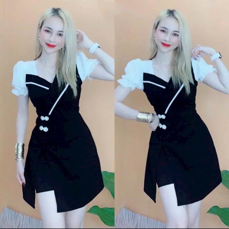 D209: Bộ đồ bộ áo giả đầm có quần rời tay phồng - Nữ, Voan Dress SEO