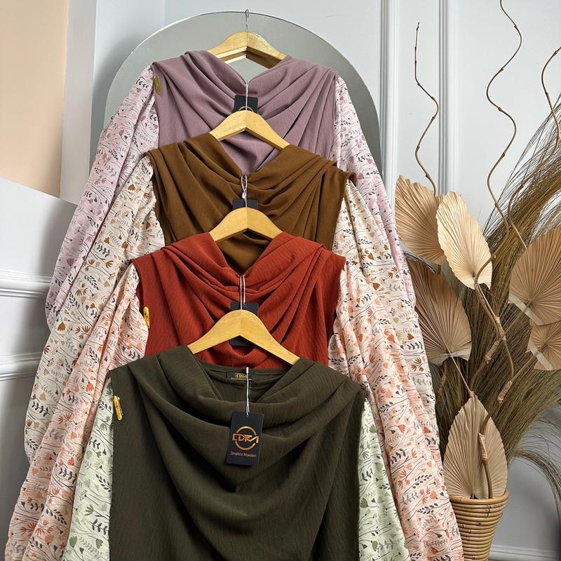 DFM - Haura Set Motip Syar’i Pasmina Oval Gamis Syar’i Wanita Bahan Crinkle Airflow 1