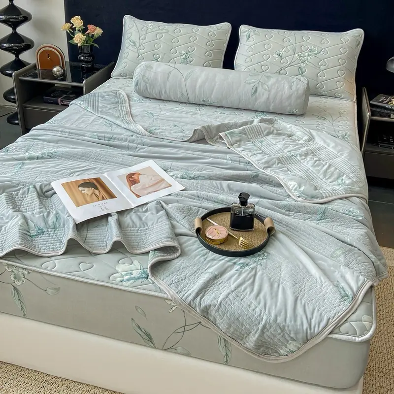 Chiếu cao su Latex Mark Jacob bọc chun kèm chăn 5 món mềm thoáng mát Rubi decor( 1 chiếu, 1 chăn, 2 vỏ gối nằm, 1 vỏ gối ôm) 4