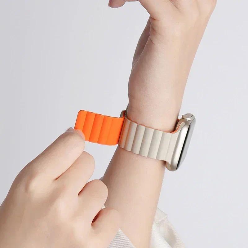 Dây đeo từ tính silicon, Deluxe, dành cho Apple Watch S9, 8, 7, 6, 5, 4, 3, 2, 1, Dây đeo từ tính Có Thể Điều Chỉnh Áp dụng mặt số 38 / 40 / 41 / 42 / 44 / 45 / 49mm, Phụ kiện dây đeo có sẵn