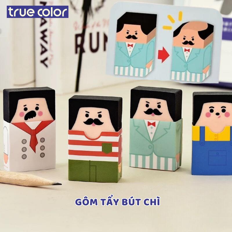 Gôm tẩy học sinh, tẩy bút chì đầu hói - tẩy mềm, hình thù ngộ nghĩnh phù hợp cho mọi học sinh, văn phòng cục  tẩy