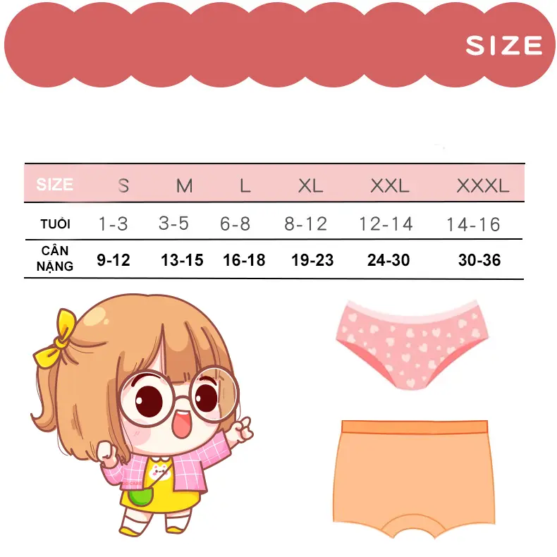 10-45kg Set 4 Quần Chip Bé Gái Lưới thoáng khí 2 Đáy họa Tiết Kuromi, gấu dâu, labubu cho bé gái từ 1- 16 tuổi 1