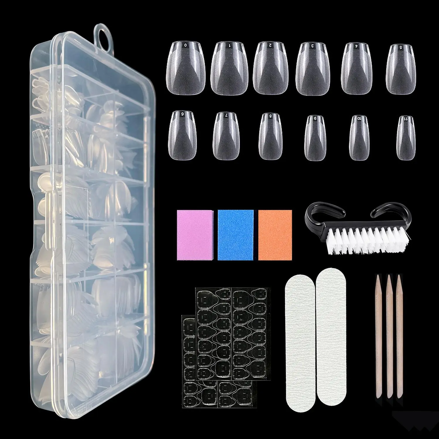 Clear Short Fake Nail Tips Set, 240pcs/set Transparent Full Cover Press on Nails with Nail Files & Jelly Sticker, DIY Nail Art Kit for Women & Girls