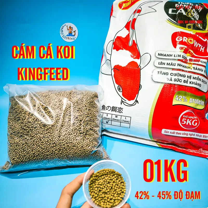 01 kg Cám KING FEED 2 loại 42% và 45% độ đạm cho cá koi cám 1
