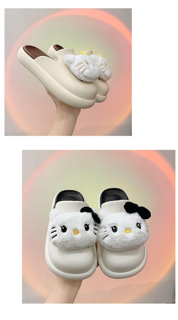 Product Introduction of Búp Bê Mèo Kitty Hoạt Hình, Thiết Kế Dễ Thương, Kiểu Dép Lười Nửa Ngón Chân, Dành Cho Nữ, Thích Hợp Cho Mùa Hè, Có Thể Mặc Ngoài Trời, Hàng Mới Về 2024, Dép Đế Chống Trượt 26