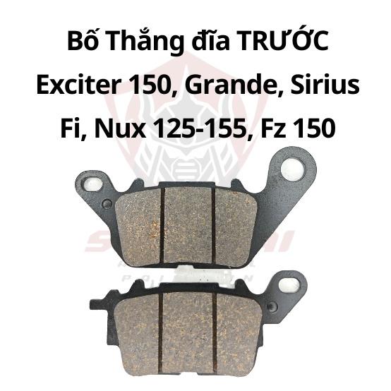 Má phanh đĩa (bố thắng) trước xe trước cho Exciter 150, Grande, Sirius Fi, Nvx 125-155, Fz 150, Hàng cao cấp loại 1. Phụ tùng Cao Su 0
