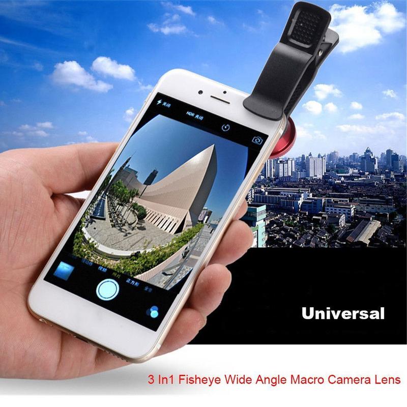 Phone Lens Clip On Wide Angle Macro Camera Lens Kit Fish Eye For Smart Phone 2