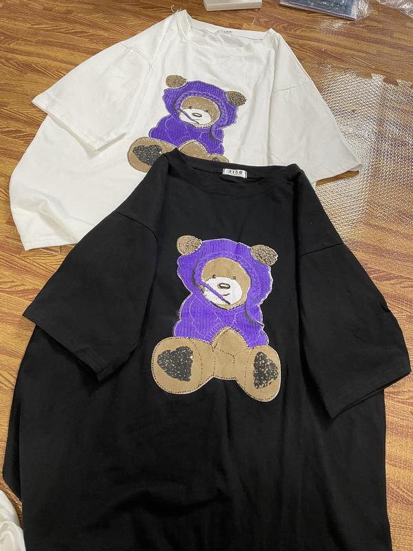 Áo phông nữ unisex tay lỡ form rộng chất cotton khô 3158 in hình dễ thương M627