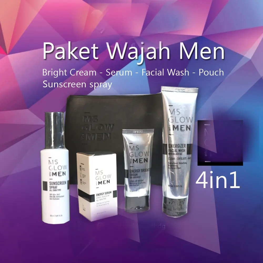 Paket Wajah For Men / Facial wash men / Cream men / Serum Men / Sunscreen spray men