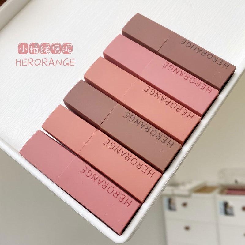 (Siêu hot) Son lì Herorange® chất kem lì nhung mịn lâu Trôi mềm môi Herorange Matte lip color Son23 4