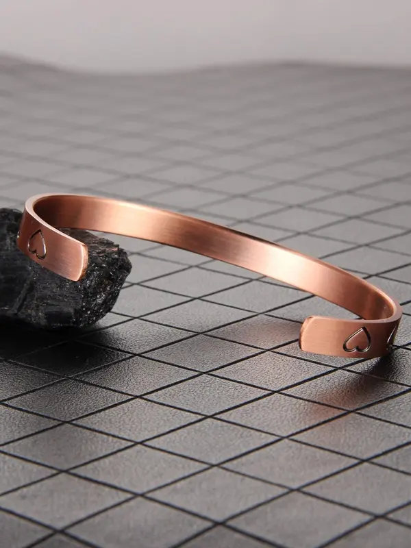 Women's Street Trend Heart Design Cuff Bangle Bracelet, Trendy Vintage Matching Bracelet, Chic Retro Jewelry As Gift for Girlfriend, Valentine's Day, Gift 3