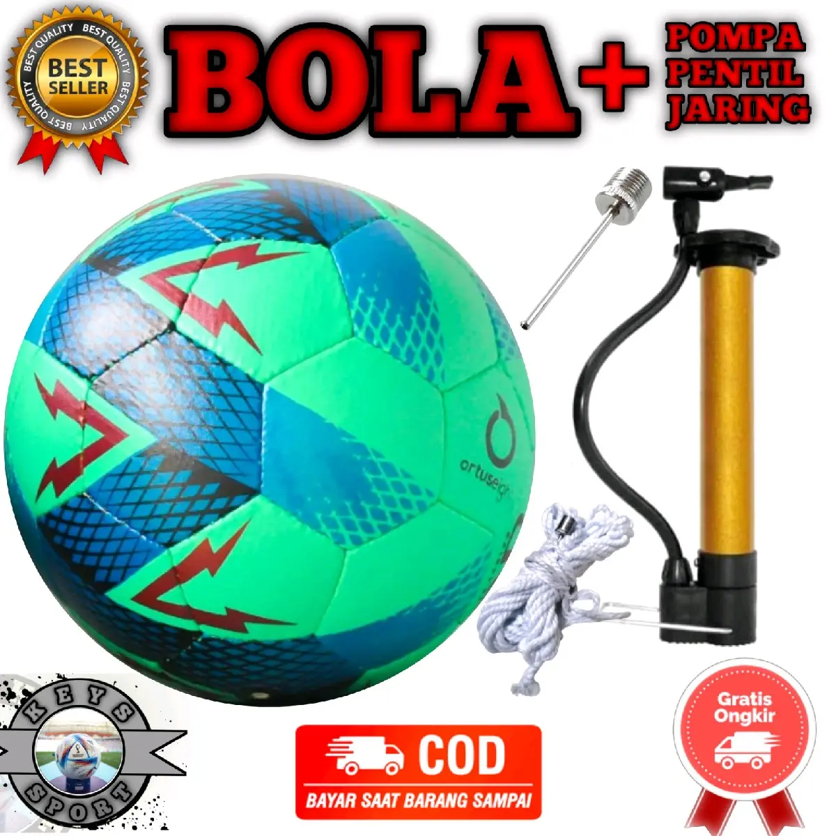 Bola Sepak Ortuseight Size 5, Original Bonus Pompa Jaring Dan Pentil Ball