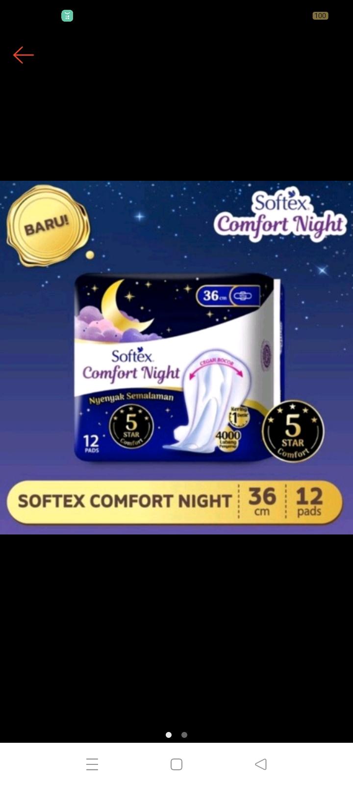 Softex Comfort NIGHT wing 36cm 12 pads pembalut malam kewanitaan (no.01)
