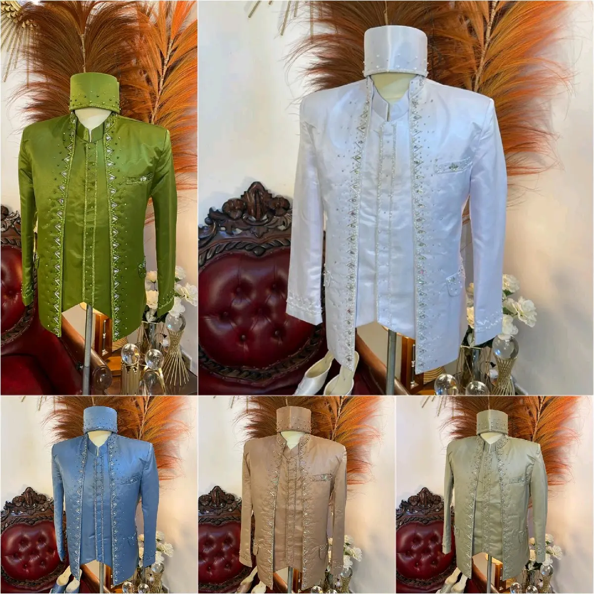 baju pengantin pria saku samping mewah|beskap pengantin bridal payet Lengan panjang