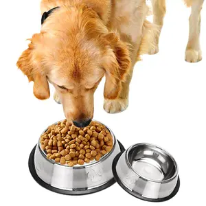 Mangkuk stainless karet Wadah Tempat Makan Kucing Anjing  Pet Bowl Hewan Mangkuk Pet Feeder