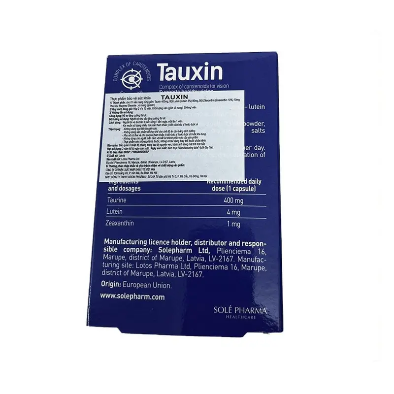 TAUXIN  Latvia  – Viên uống tăng cường thị lực và làm chậm quá trình lão hóa mắt – Hộp 30 viên 4