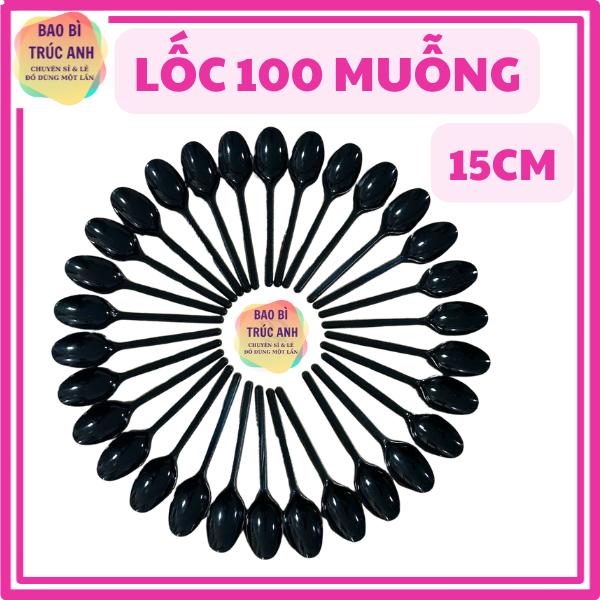 Lốc 100 Muỗng nhựa dùng 1 lần 15cm dùng ăn cơm , uống cafe , uống trà sữa 3