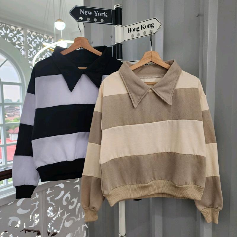 SWEATER KERAH BELANG WANITA OVERSIZE - SWEATER COLLAR KOREAN STYLE- CREWNECK WANITA OVERSIZE 1