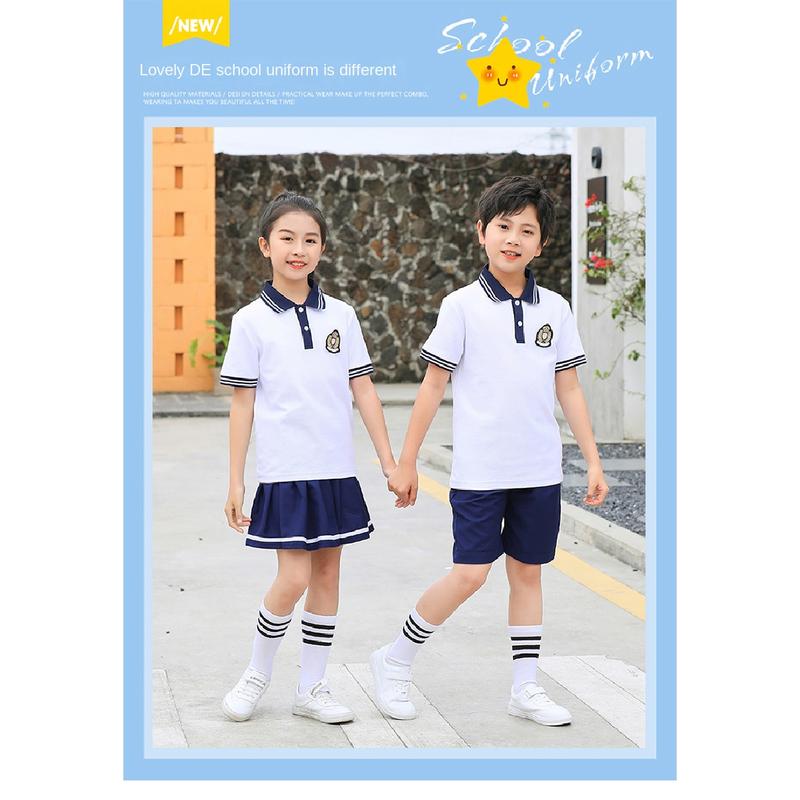 Product Introduction of New Summer Uniform Set for Primary School Students, Kindergarten Sports Style Fashion School Uniform, Group Performance Costume 1