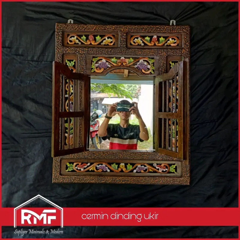 Cermin Ukir Jawa Kayu Jati Jepara Cermin Krepyak Jati Ukir Jawa 2
