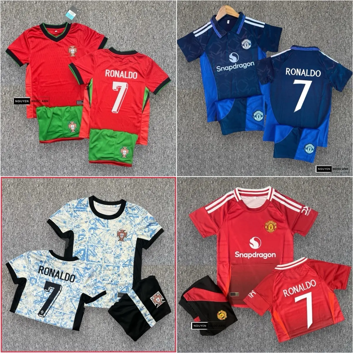 Áo Bóng Đá Trẻ Em Ronaldo, Bộ Quần Áo Đá Banh Cho Bé Vải Mè Thái Sport Kids ht  sports áo  khoác