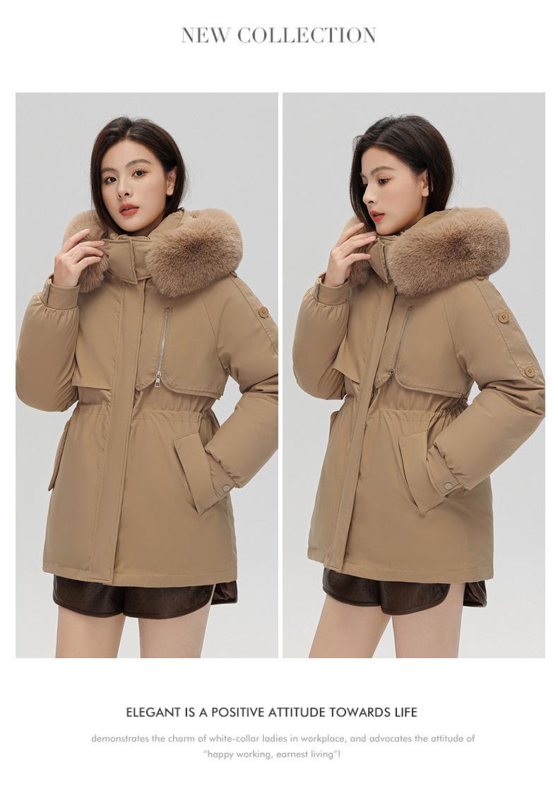 Product Introduction of Fashion Big Fur Collar down Cotton-Padded Jacket Women's Short 2023 New Winter Clothes Small Workwear Thickened Parka Cotton-Padded Jacket 15