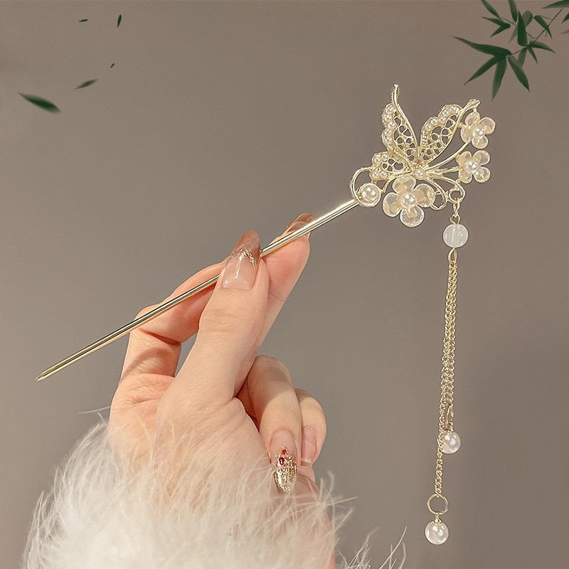 Kẹp Tóc Tua Rua Hoa, Phong Cách Cổ Xưa, Cao Cấp Cho Nữ, Hanfu, Dễ Phối Đồ, Móc Cài Tóc, Thích Hợp Cho Sườn Xám Tóc Updo, Phụ Kiện Đội Đầu 8
