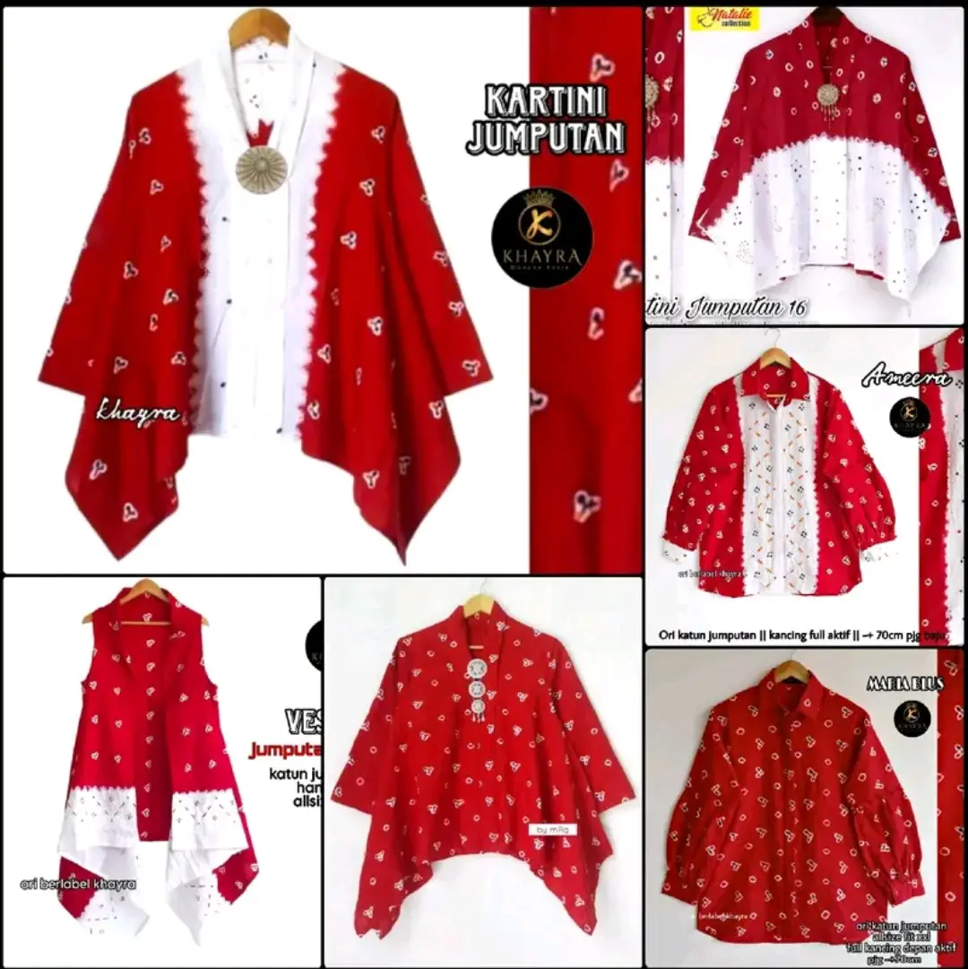BLOUSE BATIK WANITA - ATASAN BATIK KERJA -TUNIK BATIK - VEST BATIK - CARDIGAN BATIK -JUMPUTAN ORI HANDMADE 2 TONE