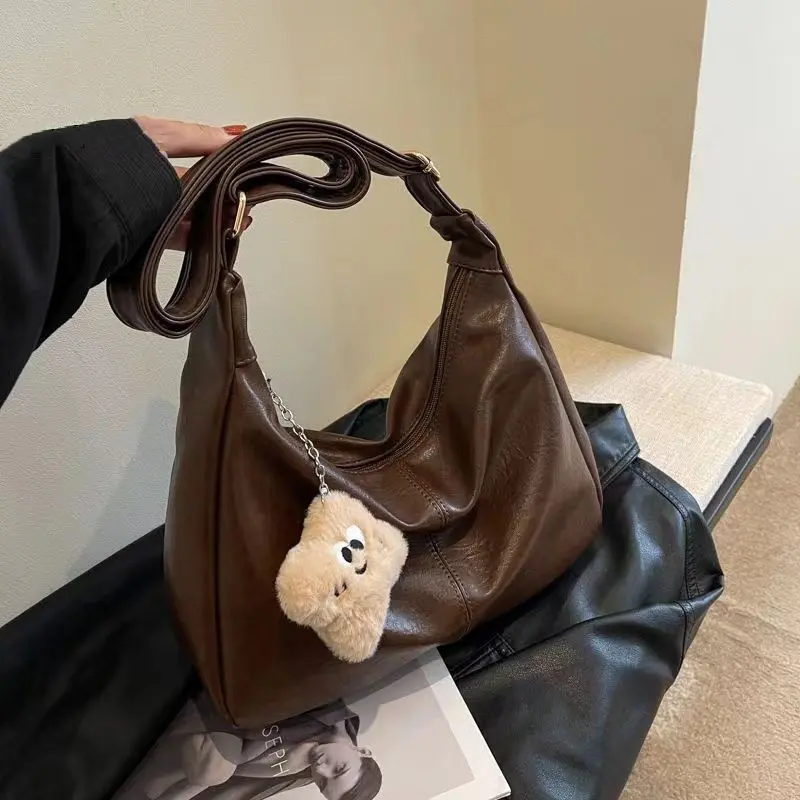 Túi Màu Trơn Cổ Điển Phong Cách Cổ Điển Dành Cho Học Sinh, Thời Trang Nữ, Đeo Vai Và Đeo Chéo, Dung Lượng Lớn, Thích Hợp Đi Lại, Hàng Mới Về Năm 2024