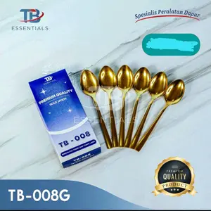 6biji Sendok Makan 008 Gold Polos | Sendok makan murah / sendok makan gold