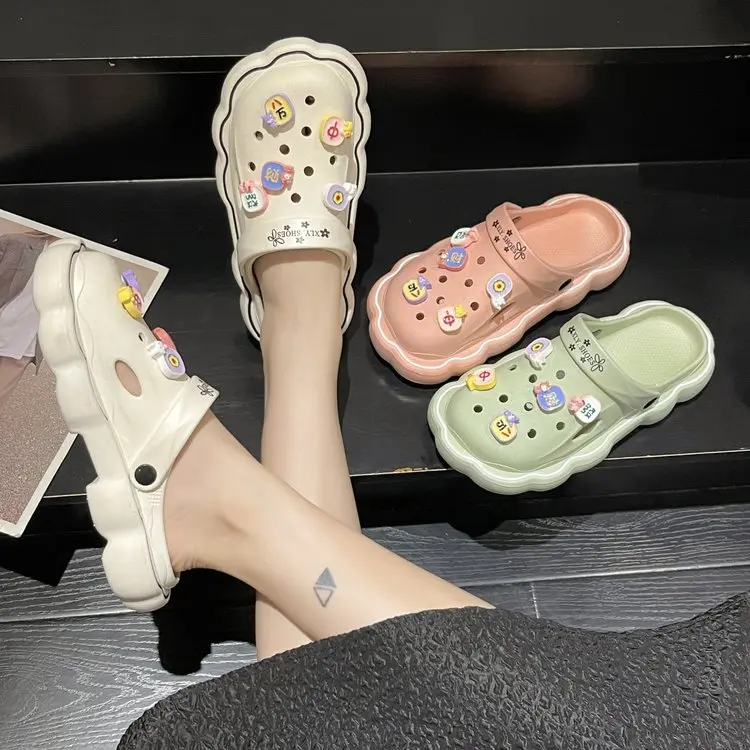 Hole Shoes Eva Women's Platform plus Height Increasing Summer Outer Wear Closed Toe Non-Slip Deodorant Cartoon New Cool Beach