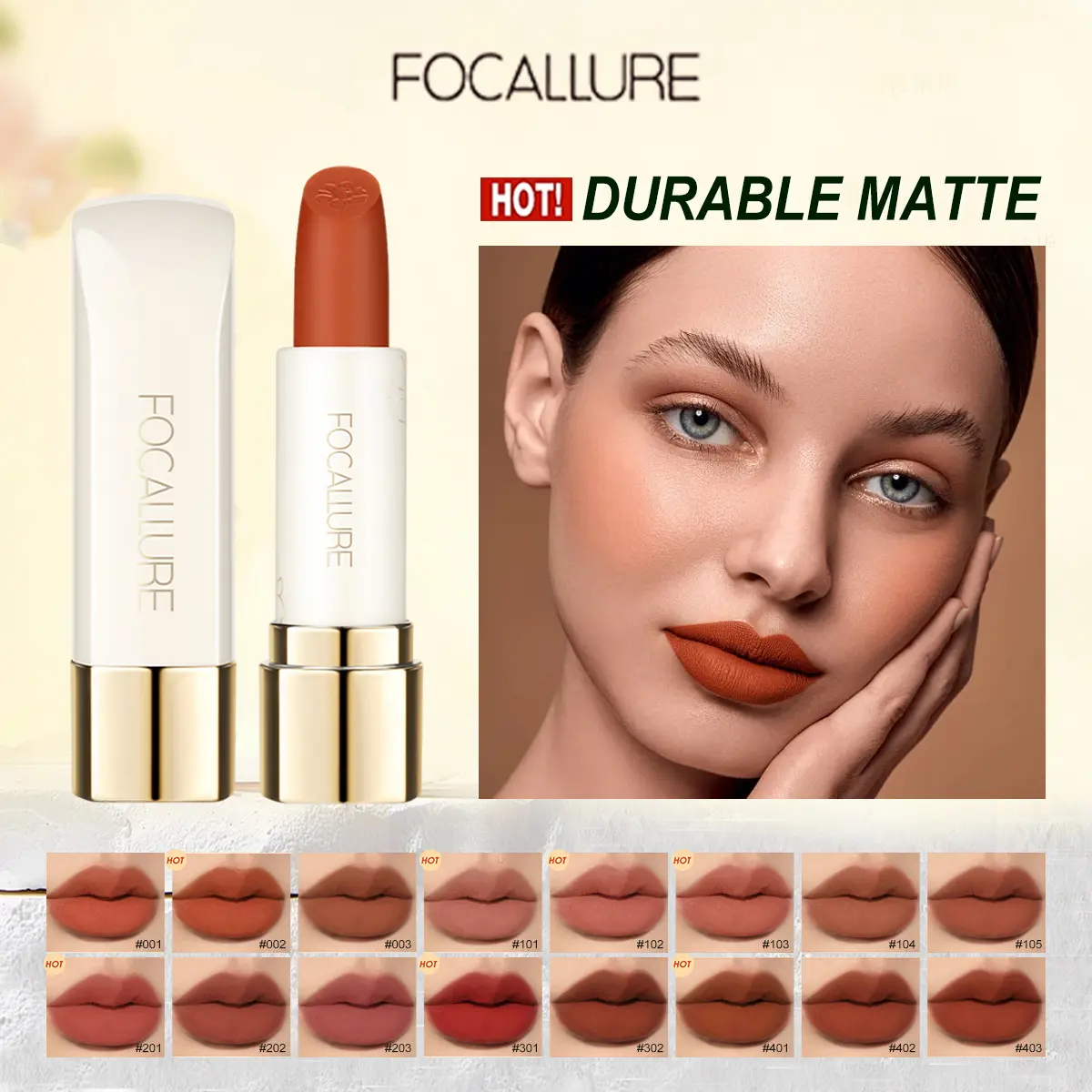 【Local Delivery】Focallure Matte Lipstick Natural Waterproof High Pigment Long-Lasting Lightweight Soft Smooth Lip Gloss
