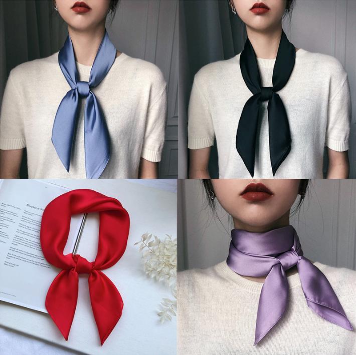 Khăn Lụa Vuông 70cm Quàng Cổ Nữ Công Sở Đẹp- Quấn Tóc Quấn Túi Làm Áo Yếm Lụa Trơn Màu Đồng Phục