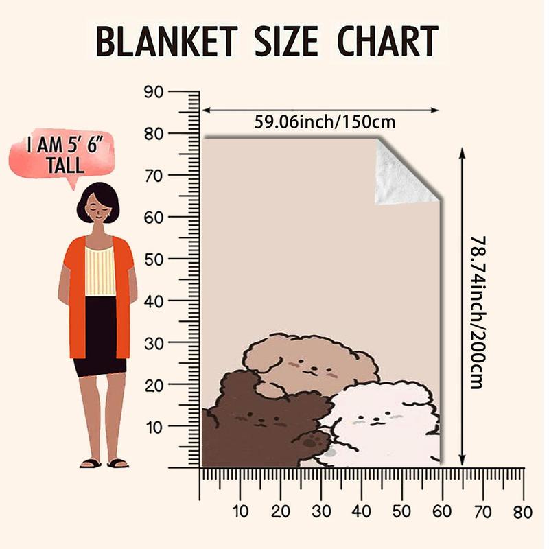 Cute Dog Pattern Double Sided Thickened Warm Blanket, Soft Comfortable Throw Blanket, Air-conditioned Room Blanket, Warm Nap Blanket for Home & Office 5