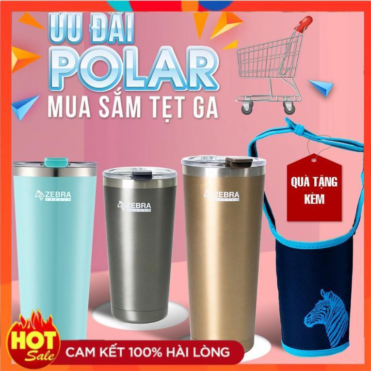 Ly giữ nhiệt Zebra Thailand Polar 870ml kèm túi vải có quai xách tiện lợi - 112702 binh nuoc