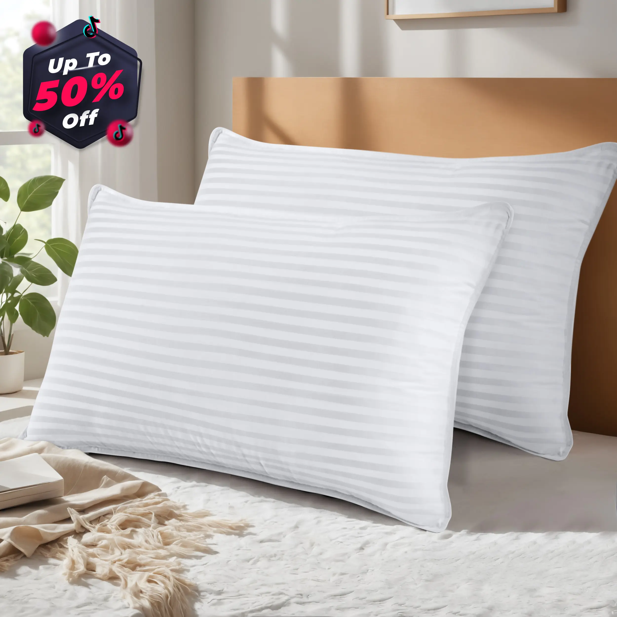 Bedding Pillows for Bed, Hotel Pillows In Queen & King Size - Pillows Set of 2, White , for Back, Stomach & Side Sleepers hotel pillow