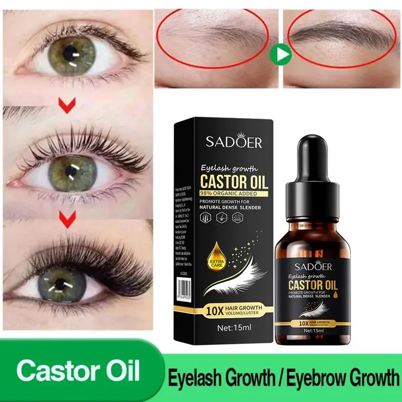 Castor Oil Eyebrow Growth Liquid Effective Length Thickness Serum For Fuller, Thicker Lashes & Brows Eyelash Extension