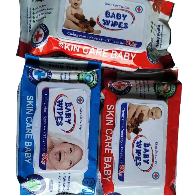 20 gói khăn ướt baby WIPES 80g- mùi dịu nhẹ cho bé Voi 0