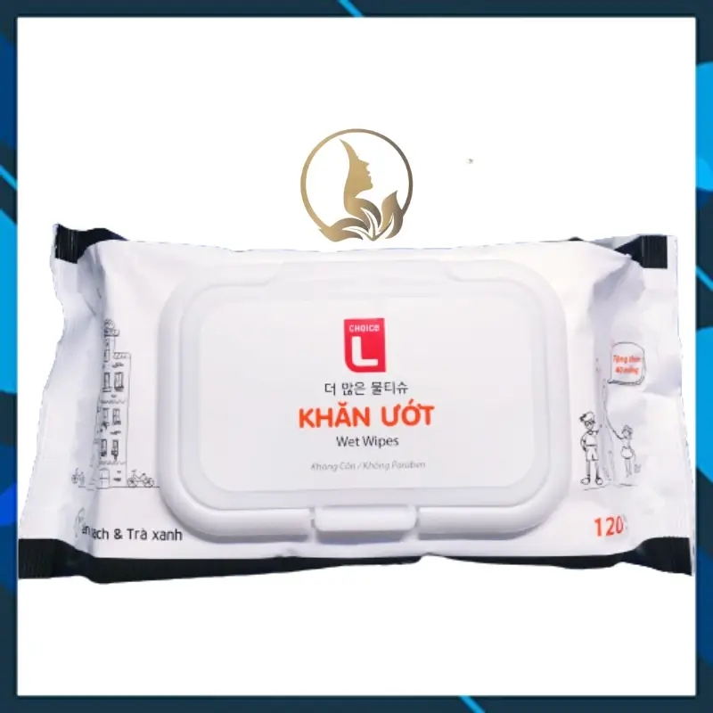 [Combo 10 Gói] Khăn Ướt LOTTE Choice L Hương Yến Mạch Trà Xanh Gói 120 Miếng (Bibistore TB) 1