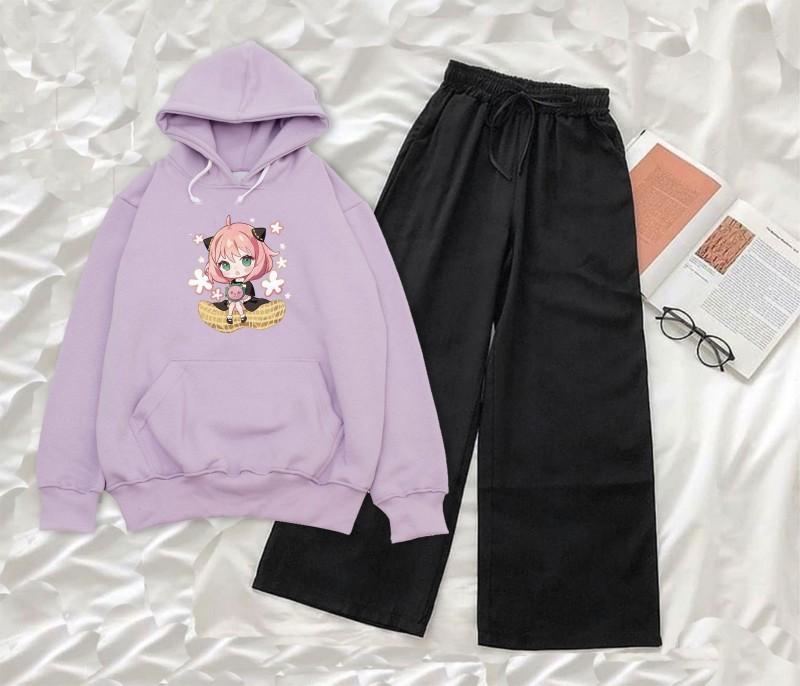 Product Introduction of Setelan Sweater Hoodie FORGER Wanita dan Remaja/Setelan baju sweater dan celana kulot/Setelan anak remaja dewasa kekinian/BISA COD Standar Kulot Panjang 5