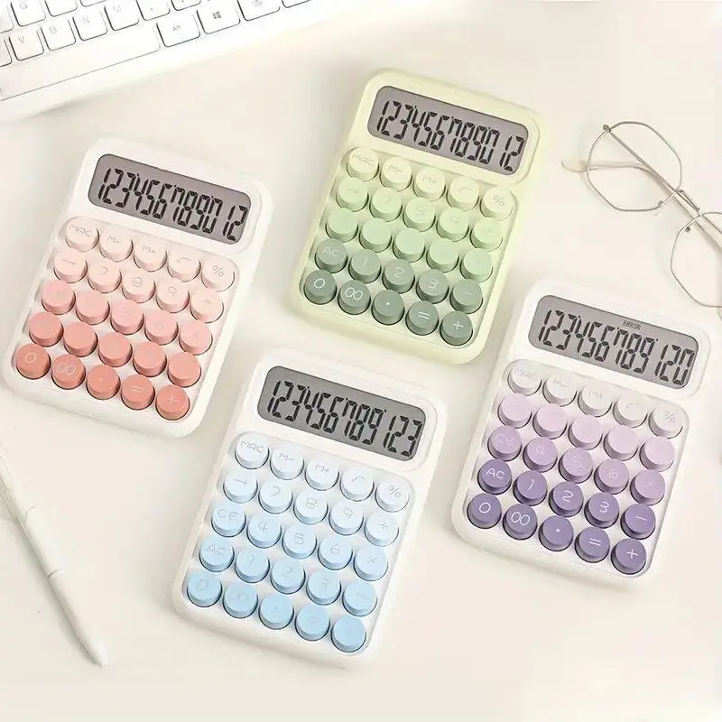 Portable Mini Calculator without Battery, 1 Count 12 Bit Desktop Calculator with Sensitive Button, Accounting Supplies for Office School 0