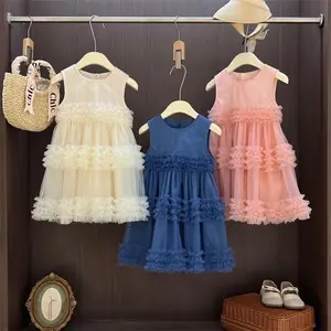 [PRINCESS KESLI] 2-11 Tahun Gaun Anak Perempuan Kelas Atas 2024 Desainer Gaun Putri Baru Manis Yang Rok Tutu Jaring Bergaya Katun Kids Merah Putih Bayi Girls Lengan Baju Dress Elsa Fashion Motif