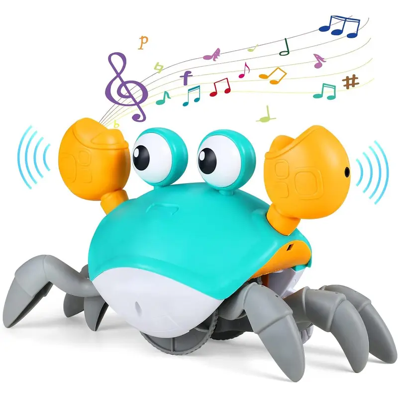 Electric Crawling Crab Design Toy, Automatic Avoidance Walking Sensory Toy with Music, Cute Interactive Musical Play Toy, Fidget Toys, Birthday Gifts, Gift, Gifts for Best Friend, Gift for Her, Girl's Gift, Family Fun Toy, Play, Cute Animals Toy 0