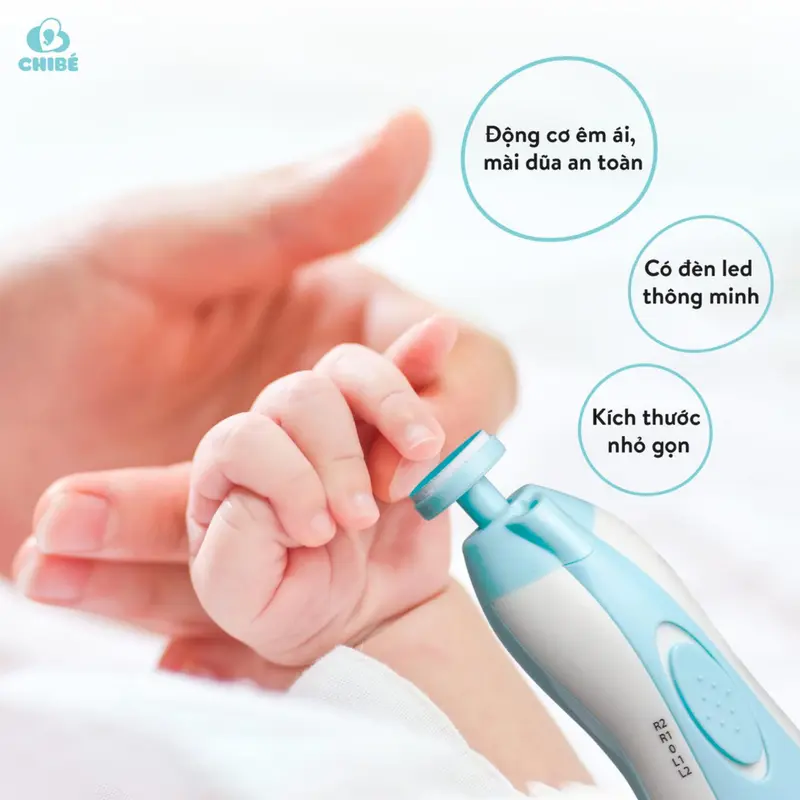 Máy dũa cắt móng tay cho bé, đồ dũa mài móng tay cho trẻ sơ sinh từ 0 tháng không cảm giác đau có đèn 6 đầu mài 1