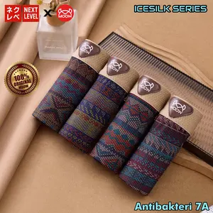 NEXT LEVEL X MOOW PAKET 4PCS Celana Dalam Boxer Pria Premium Ice Silk Adem Lembut Motif Heritage Pattern MP65