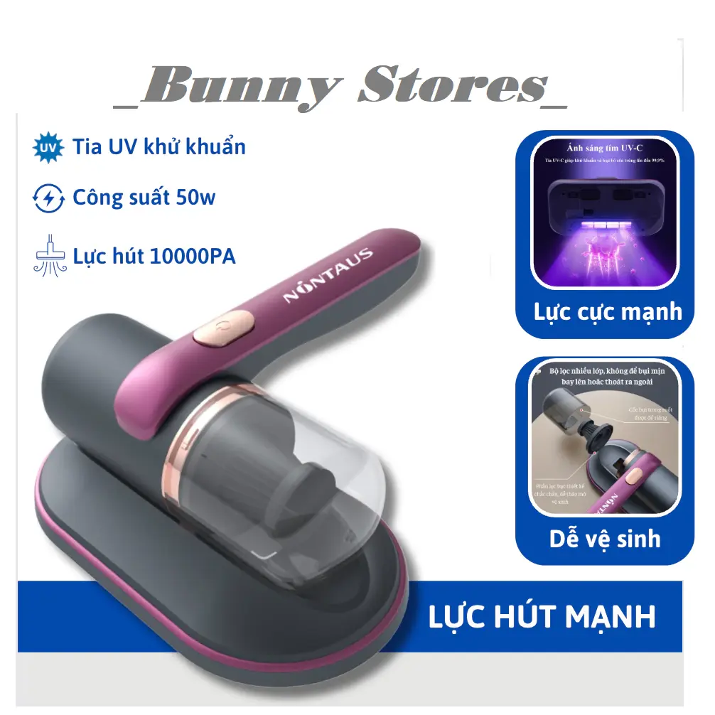 Máy Hút Bụi Giường Nệm Cầm Tay Mini Công Suất Lớn Diệt Khuẩn Bằng Tia UV Không Dây Tiện Lợi Làm Sạch