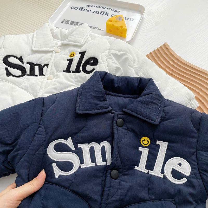 Áo Khoác Thêu Chữ S.m.i.l.e BUN.BON KIDS, Áo Phao Trần Bông Cho Bé Từ 8-20Kg 4
