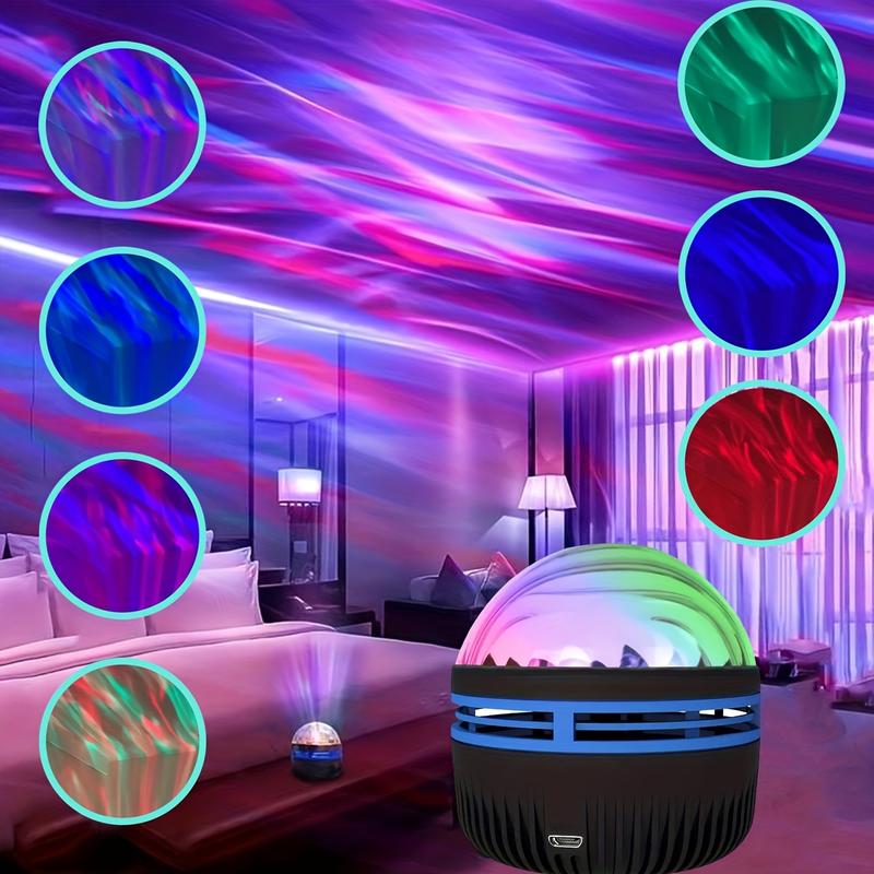 Đèn LED chiếu, 1 đèn khí quyển Cực Quang 7 màu, điều khiển từ xa đa chức năng, cung cấp năng lượng USB, thích hợp cho tiệc chụp ảnh, phòng ngủ, phòng Giáng sinh, trang trí nội thất, phòng trò chơi, Giáng sinh, quà tặng sinh nhật, v.v.