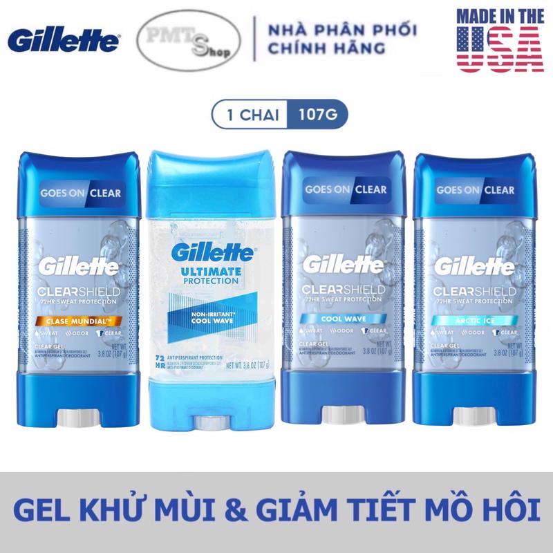 Lăn khử mùi Gillette Clear Shield Gel 107g hương Arctic Ice / Cool Wave Ultimate 5in1 Made in USA