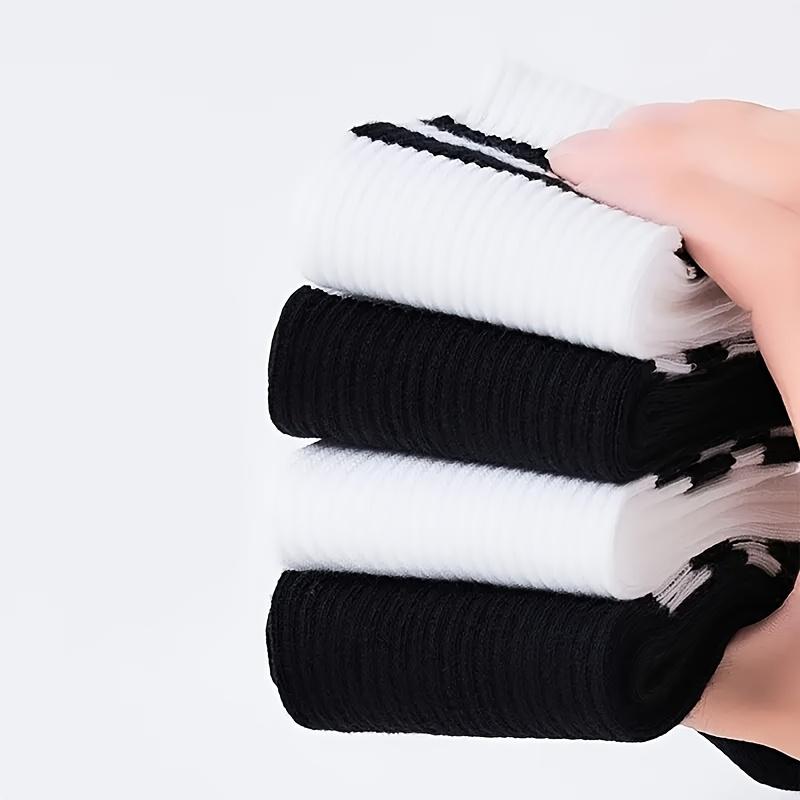 10/20 Pairs of Striped Men's Women's Stockings-Breathable Polyester Knitted Fabric, Casual Sports Style, Hand Wash/Dry Cleaning, Black/White hiking  backpack gym  bag  women Womenswear Sock grip  socks  for  men running  belt aaron  rai  golf glove baller 5
